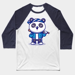 Cute Panda Boy With Baseball Bat Cartoon Baseball T-Shirt